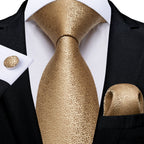 Kit Gravata Masculina DiBanGu com Lenço e Abotoaduras