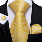 Kit Gravata Masculina DiBanGu com Lenço e Abotoaduras