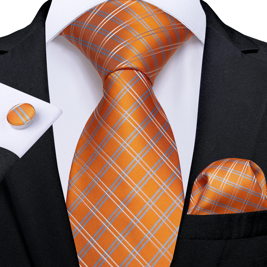 Kit Gravata Masculina DiBanGu com Lenço e Abotoaduras
