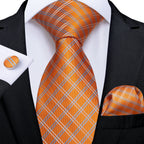 Kit Gravata Masculina DiBanGu com Lenço e Abotoaduras