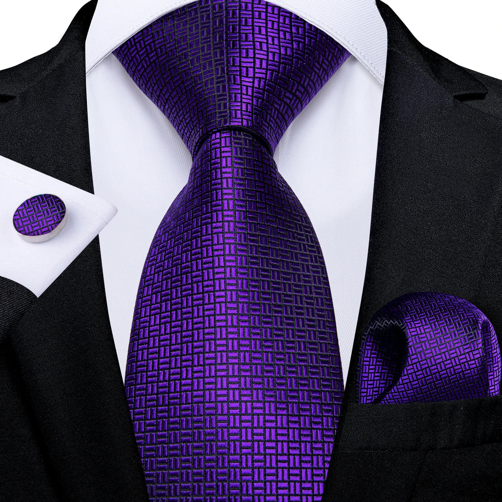 Kit Gravata Masculina DiBanGu com Lenço e Abotoaduras