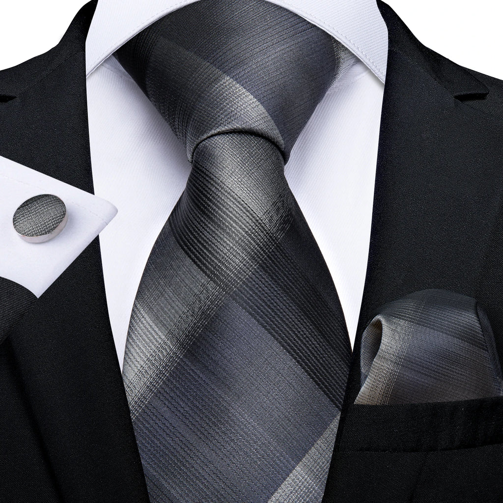 Kit Gravata Masculina DiBanGu com Lenço e Abotoaduras