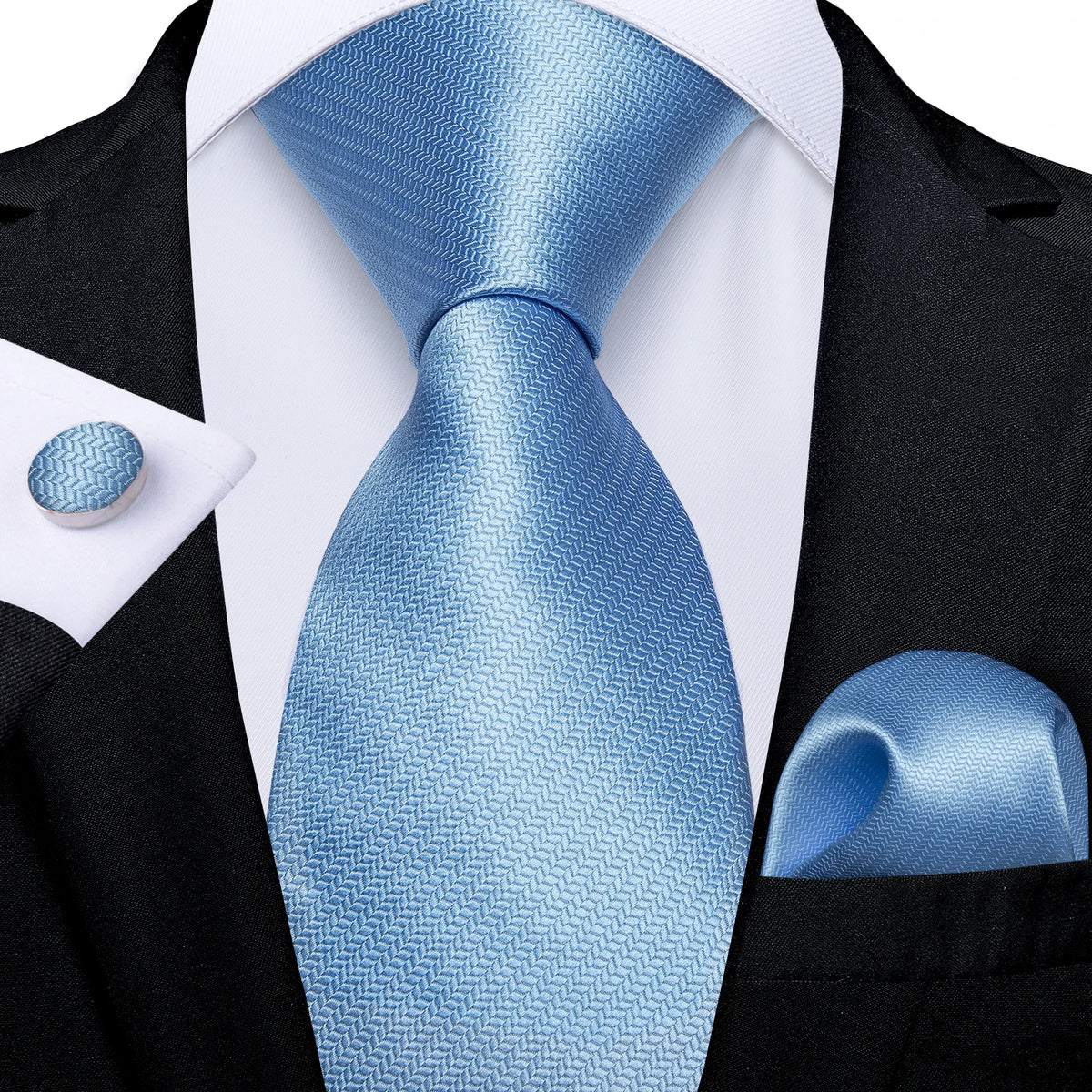 Kit Gravata Masculina DiBanGu com Lenço e Abotoaduras