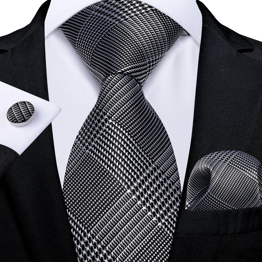 Kit Gravata Masculina DiBanGu com Lenço e Abotoaduras