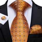 Kit Gravata Masculina DiBanGu com Lenço e Abotoaduras