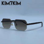 Óculos de Sol Masculino Sem Aro Geométrico com Lentes Degradê UV400