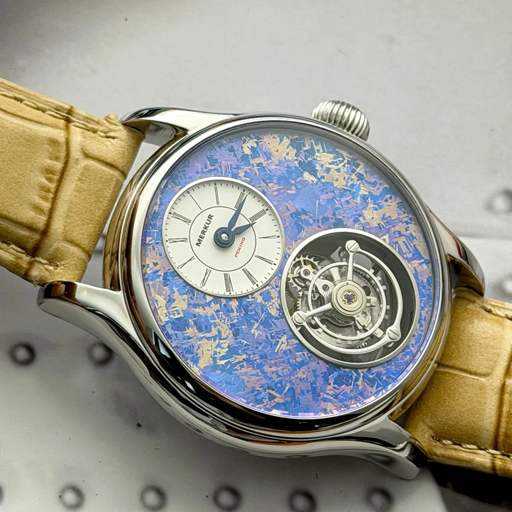 Relógio Masculino MERKUR Tourbillon 42 mm | Safira e Couro