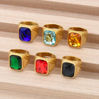 Anel Masculino Vintage com Pedra Colorida