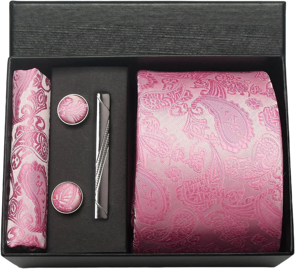 Kit Gravata Masculina Paisley com Lenço e Abotoaduras