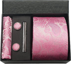 Kit Gravata Masculina Paisley com Lenço e Abotoaduras