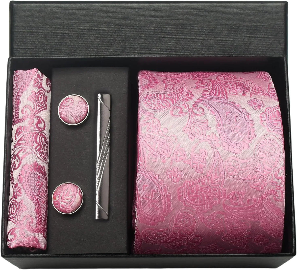Kit Gravata Masculina Paisley com Lenço e Abotoaduras