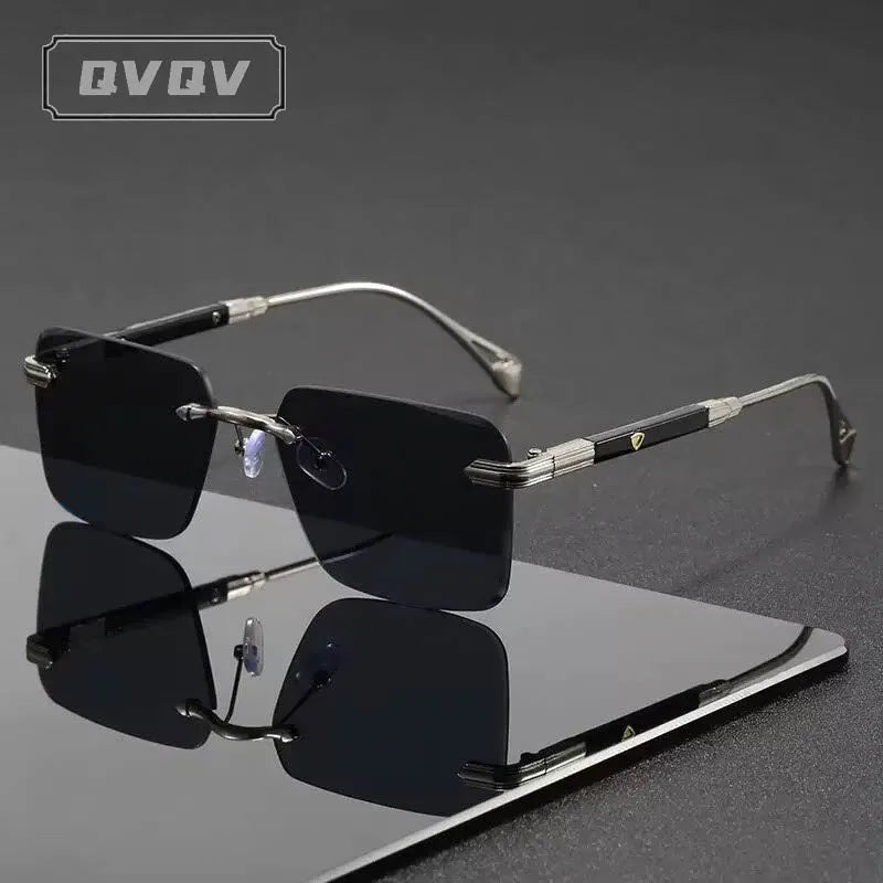 Óculos de Sol Sem Aro Quadrado Unissex com Lentes Degradê UV400