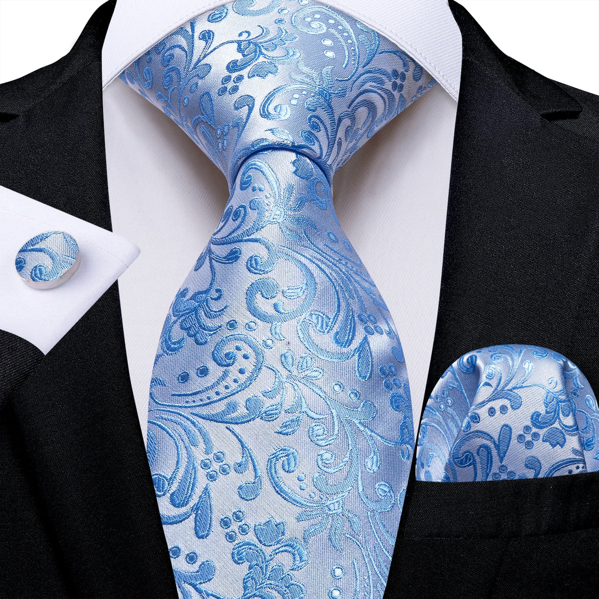 Conjunto Gravata Masculina Clássica 8 cm com Lenço de Bolso