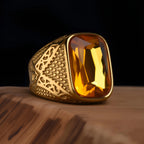 Anel Masculino Vintage com Pedra Colorida