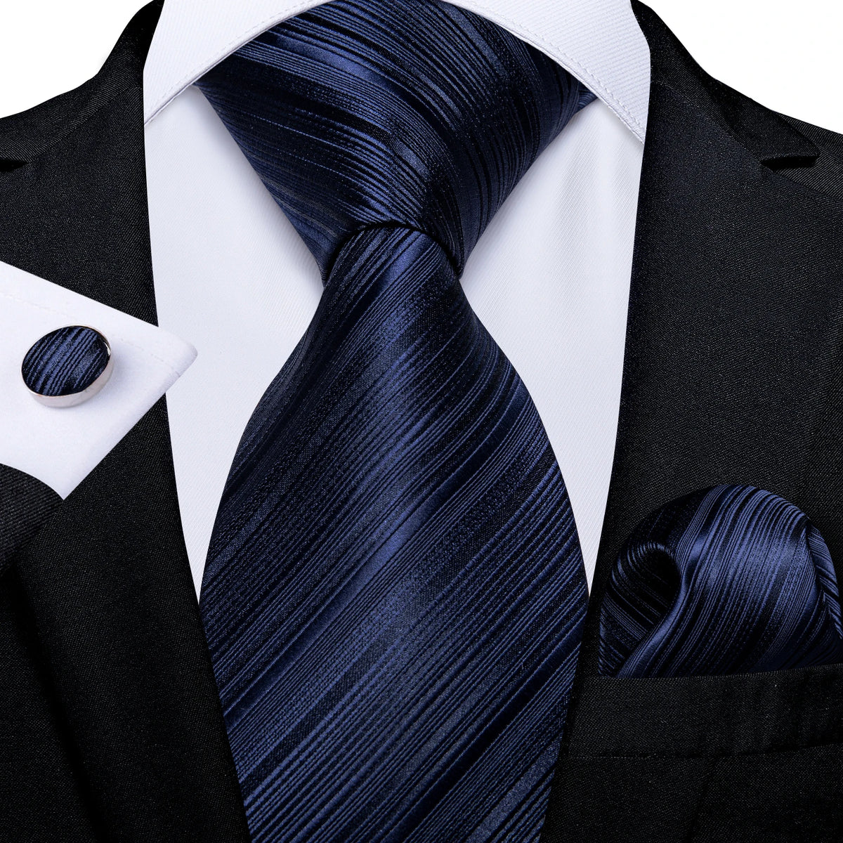 Conjunto Gravata Masculina Clássica 8 cm com Lenço de Bolso