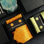 Kit Gravata Masculina Paisley com Lenço e Abotoaduras