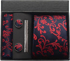 Kit Gravata Masculina Paisley com Lenço e Abotoaduras