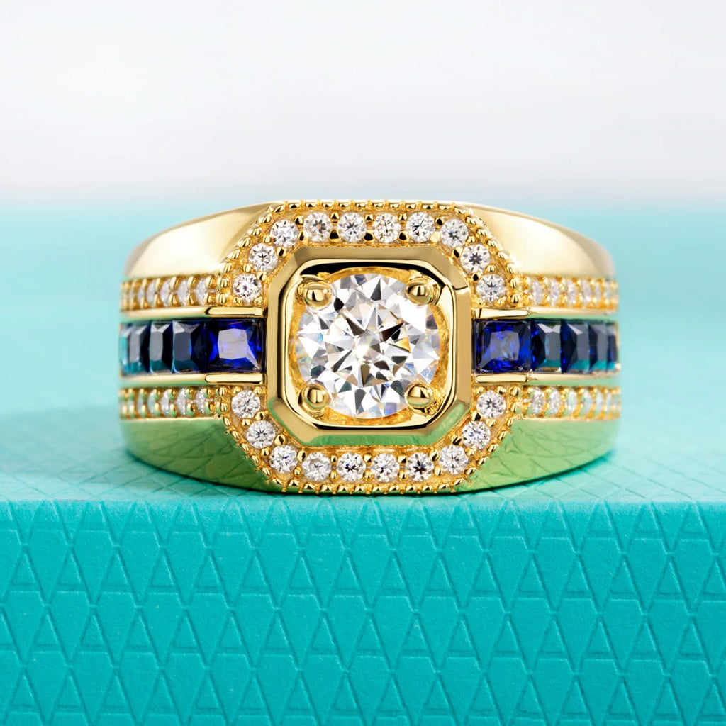 Anel Masculino AnuJewel em Prata 925 com Moissanita 1 ct