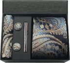Kit Gravata Masculina Paisley com Lenço e Abotoaduras
