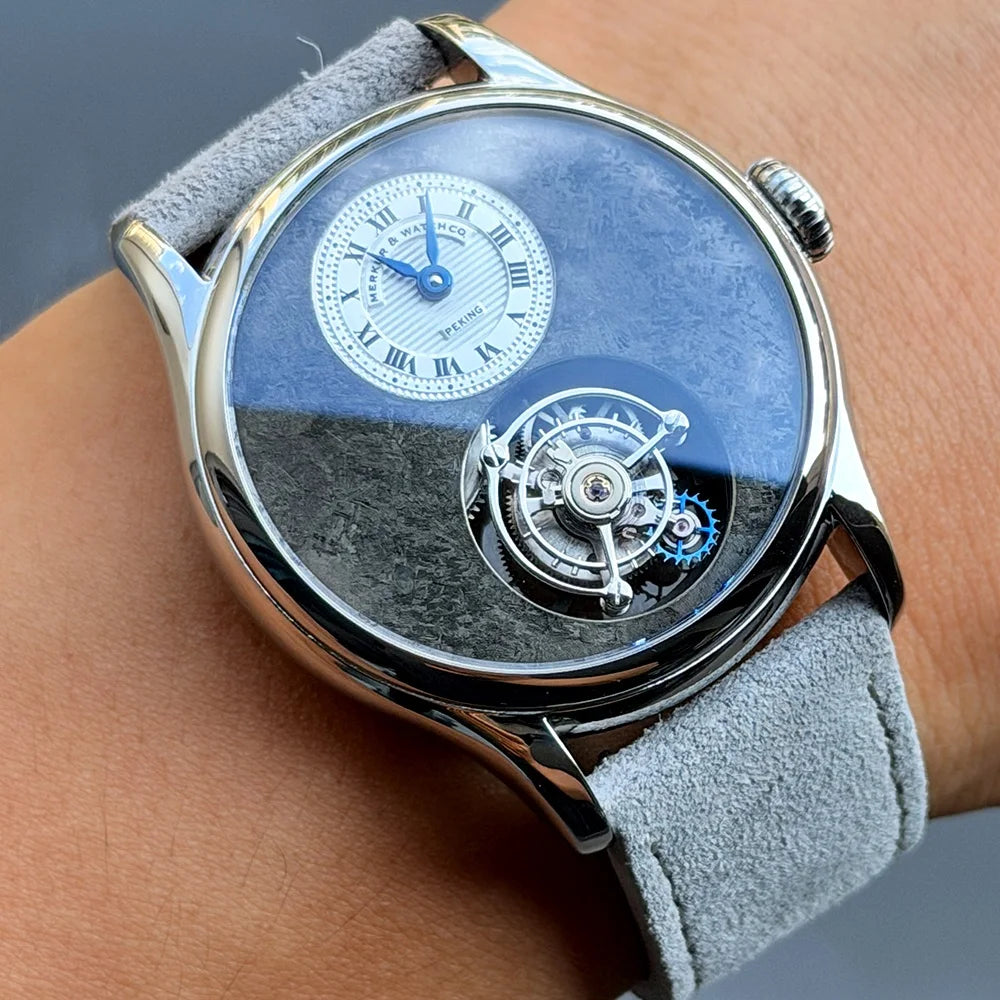 Relógio Masculino MERKUR Tourbillon 42 mm | Safira e Couro