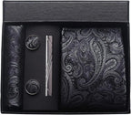 Kit Gravata Masculina Paisley com Lenço e Abotoaduras