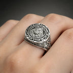 Anel Masculino Lobo em Prata 925 – Estilo Retrô