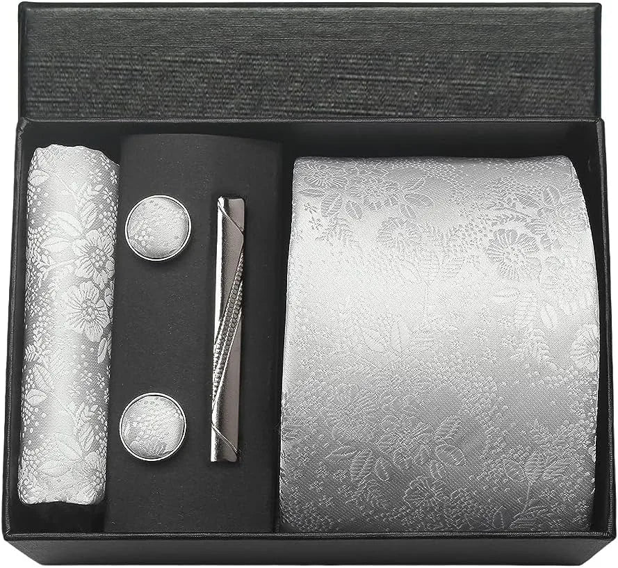 Kit Gravata Masculina Paisley com Lenço e Abotoaduras