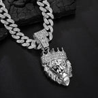 Colar Masculino Leão com Coroa 3D – Estilo Hip Hop