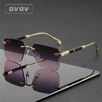 Óculos de Sol Sem Aro Quadrado Unissex com Lentes Degradê UV400