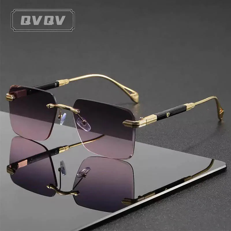Óculos de Sol Sem Aro Quadrado Unissex com Lentes Degradê UV400