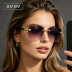 Óculos de Sol Sem Aro Quadrado Unissex com Lentes Degradê UV400