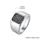 Anel Masculino VNOX em Aço Inoxidável com Zircão Cinza