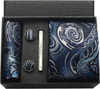 Kit Gravata Masculina Paisley com Lenço e Abotoaduras