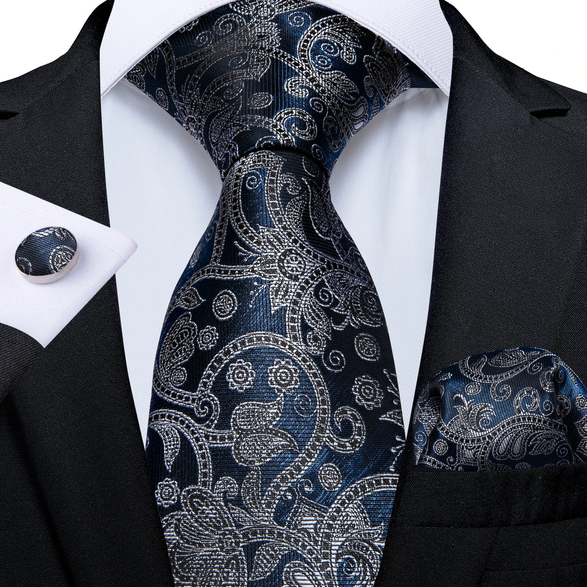 Conjunto Gravata Masculina Clássica 8 cm com Lenço de Bolso