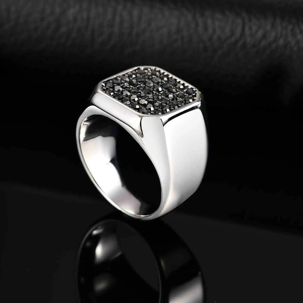 Anel Masculino VNOX em Aço Inoxidável com Zircão Cinza
