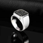 Anel Masculino VNOX em Aço Inoxidável com Zircão Cinza
