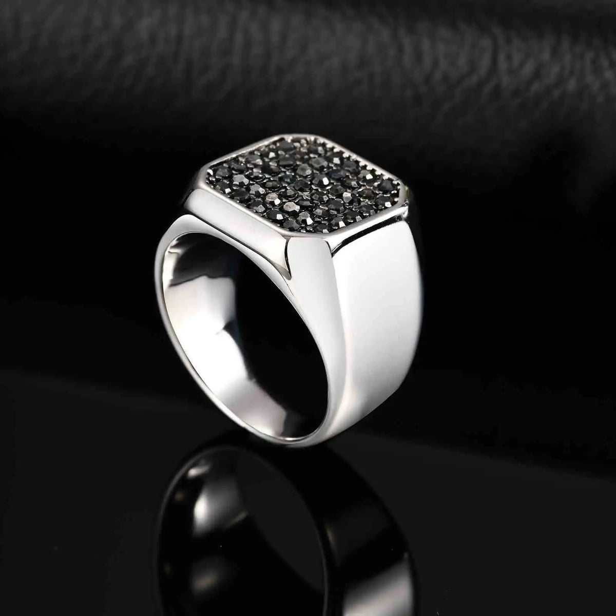 Anel Masculino VNOX em Aço Inoxidável com Zircão Cinza