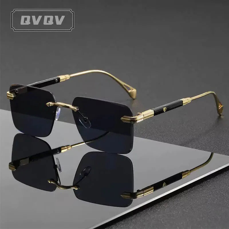 Óculos de Sol Sem Aro Quadrado Unissex com Lentes Degradê UV400