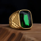 Anel Masculino Vintage com Pedra Colorida