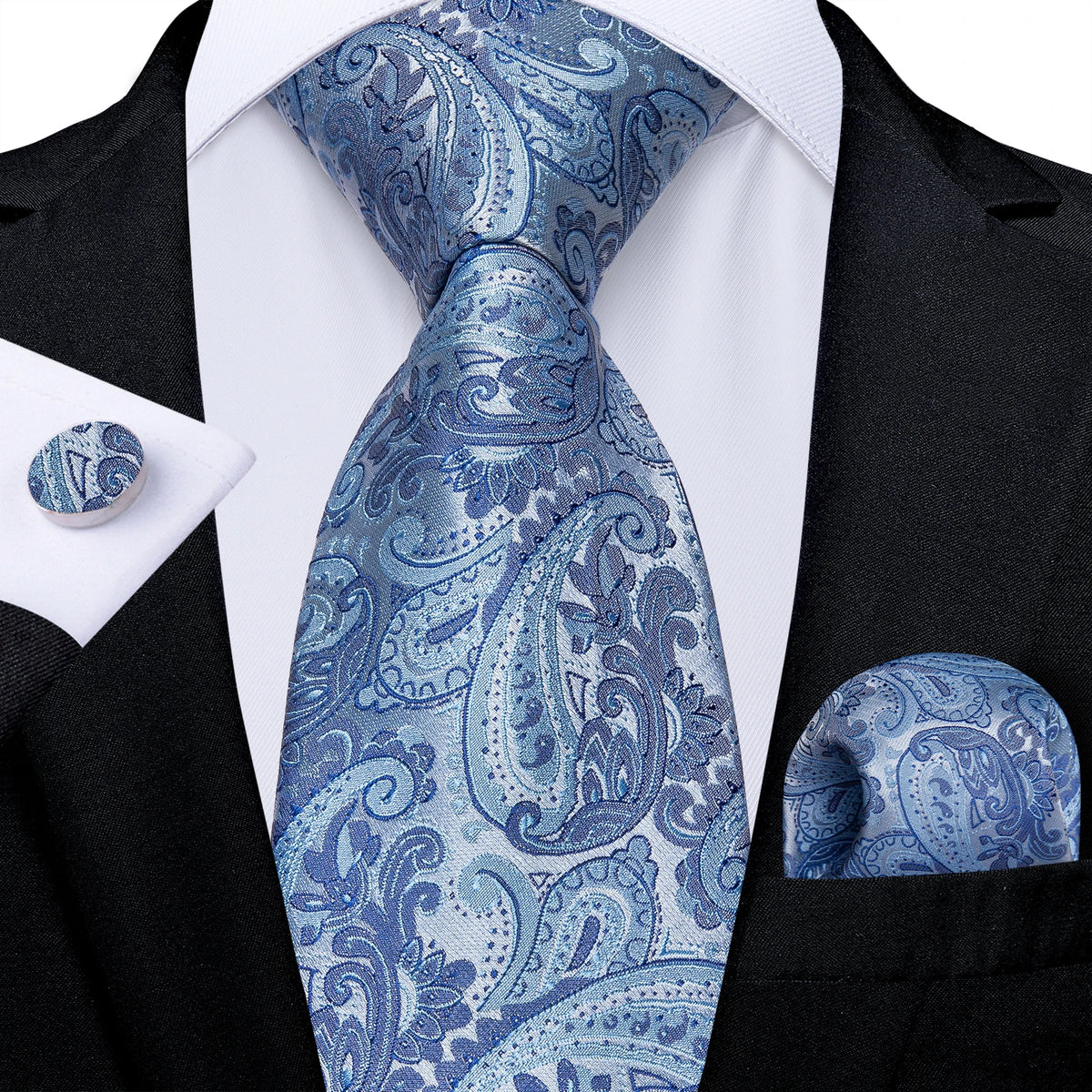 Conjunto Gravata Masculina Clássica 8 cm com Lenço de Bolso