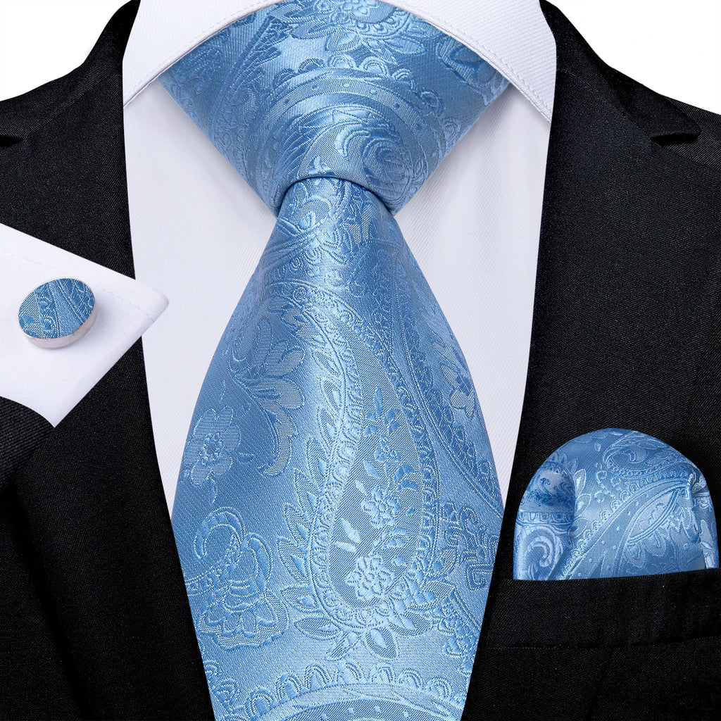 Kit Gravata Masculina DiBanGu com Lenço e Abotoaduras