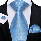 Kit Gravata Masculina DiBanGu com Lenço e Abotoaduras