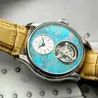 Relógio Masculino MERKUR Tourbillon 42 mm | Safira e Couro