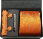 Kit Gravata Masculina Paisley com Lenço e Abotoaduras