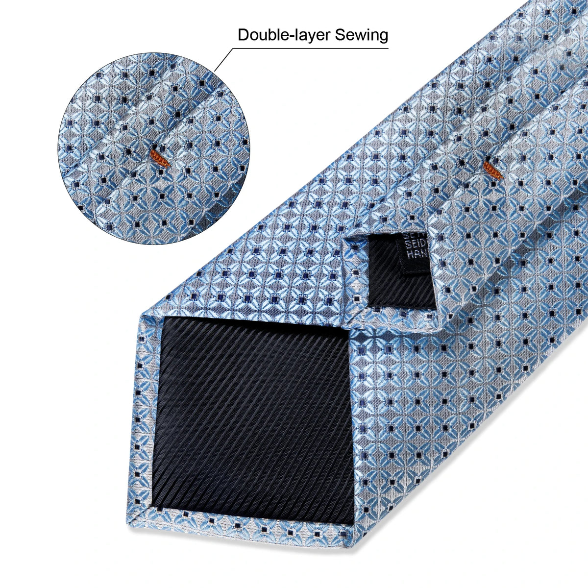 Kit Gravata Masculina DiBanGu com Lenço e Abotoaduras
