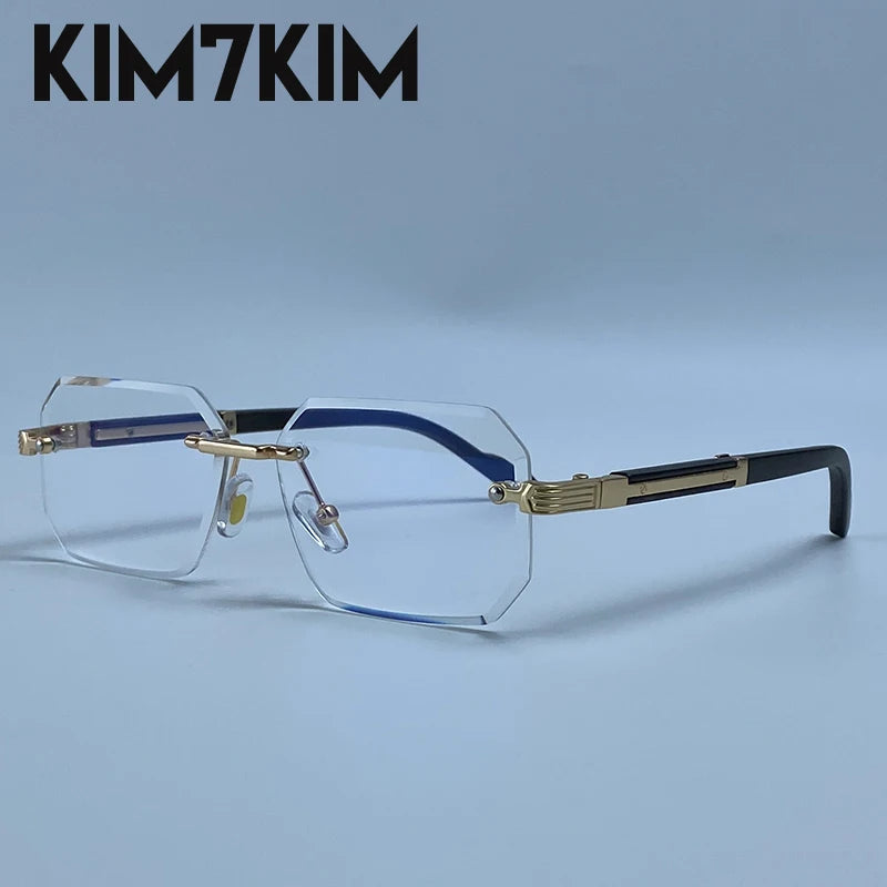Óculos de Sol Masculino Sem Aro Geométrico com Lentes Degradê UV400