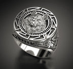 Anel Masculino Lobo em Prata 925 – Estilo Retrô