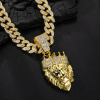Colar Masculino Leão com Coroa 3D – Estilo Hip Hop