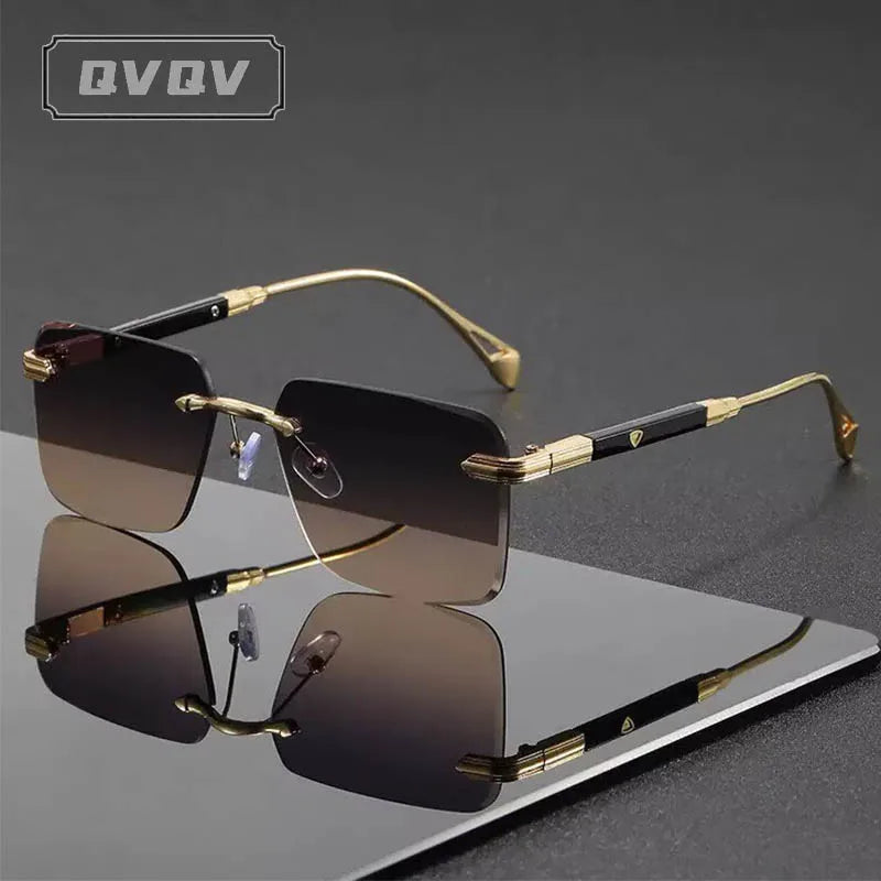 Óculos de Sol Sem Aro Quadrado Unissex com Lentes Degradê UV400