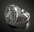 Anel Masculino Lobo em Prata 925 – Estilo Retrô